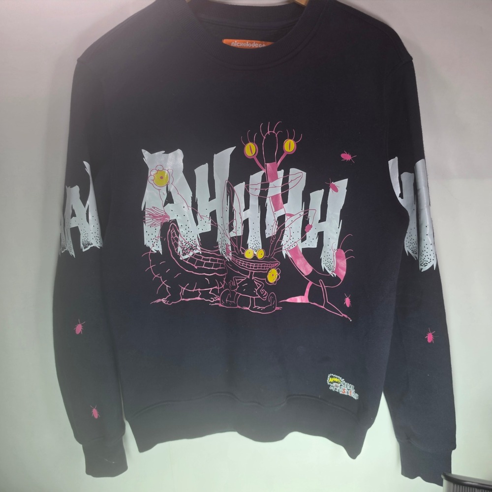 Nickelodeon Aaahh Real Monsters Sweatshirt Adult Small Black Graphic Crewneck